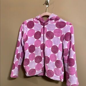 Hanna Anderson Hooded Zippered Coat, Size 140, Purple Circle Design